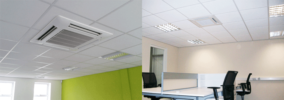 Ceiling cassette air conditioning units installed in 2 offices by Caltech